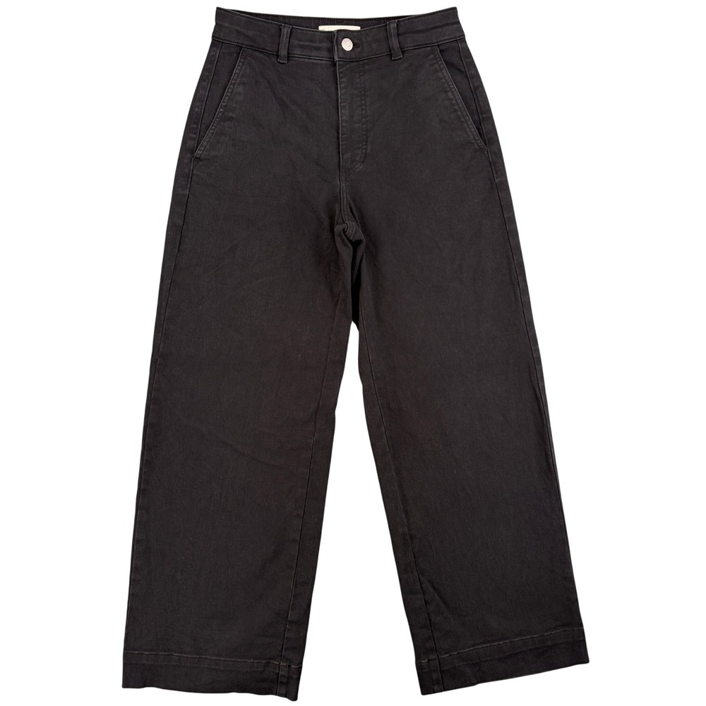 Everlane Wide Leg Crop Pant Black Organic Cotton High Rise Size 4R